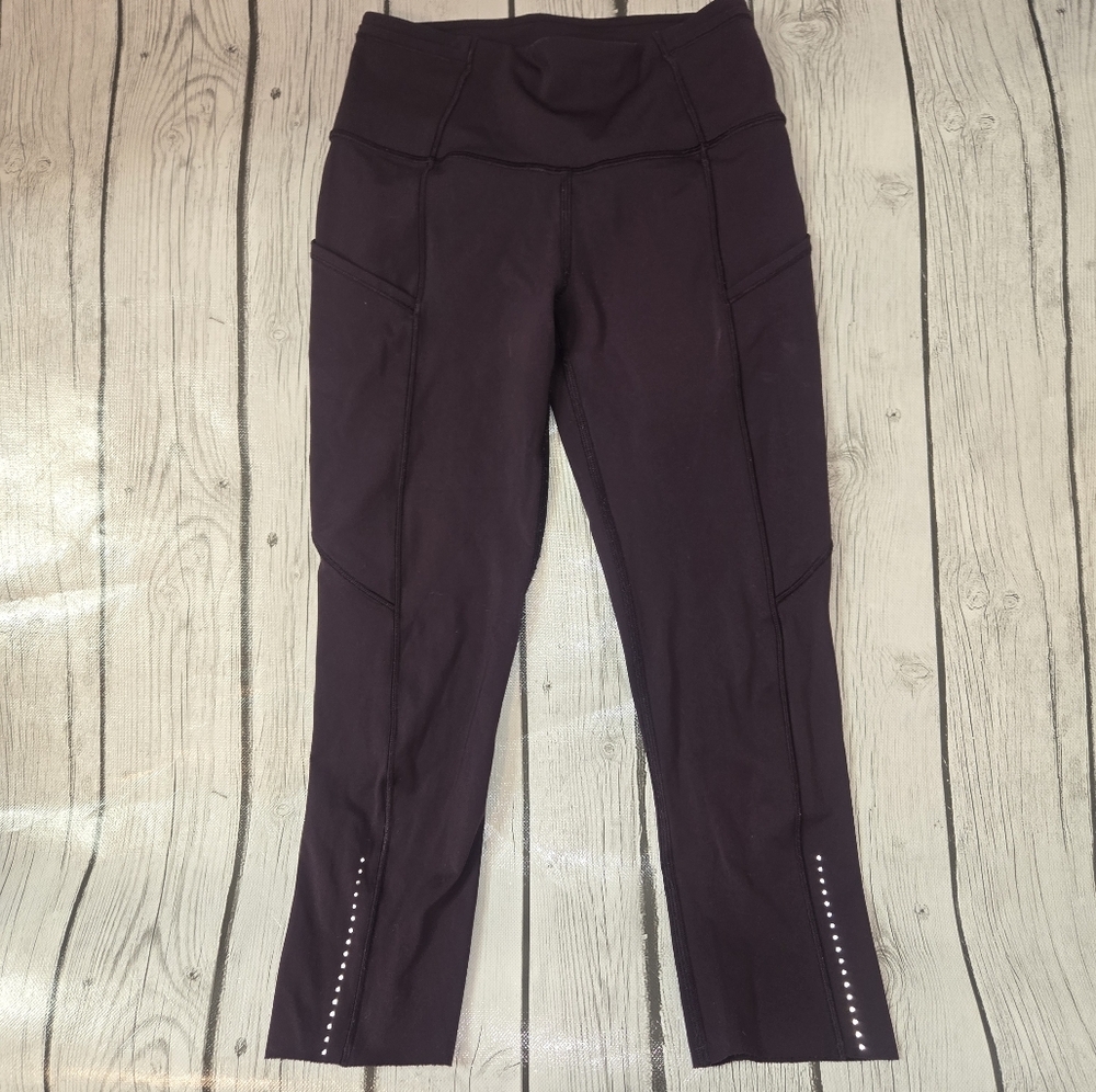 Lululemon Fast Free Crop II Nulux 19" Maroon Size 2 Pockets Drawcord
